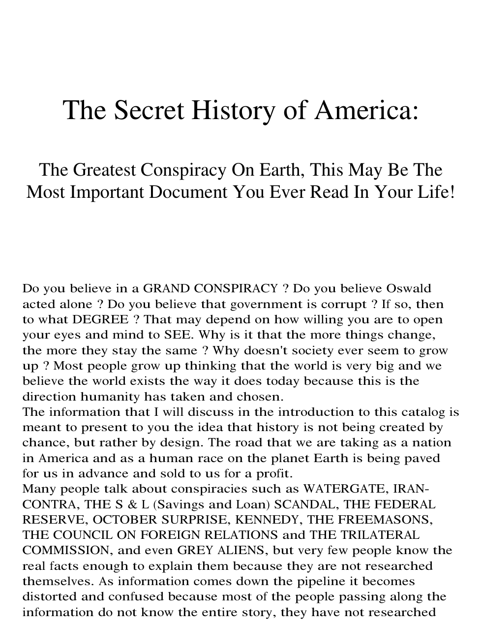 Secret History Of The USA cover