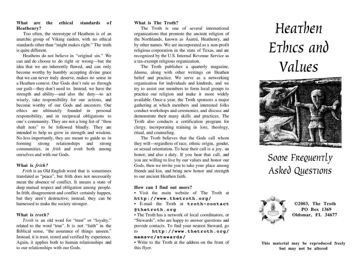 heathen ethics and values - an overview of heathen ethics including the nine noble virtues and the theodish atheling thews cover