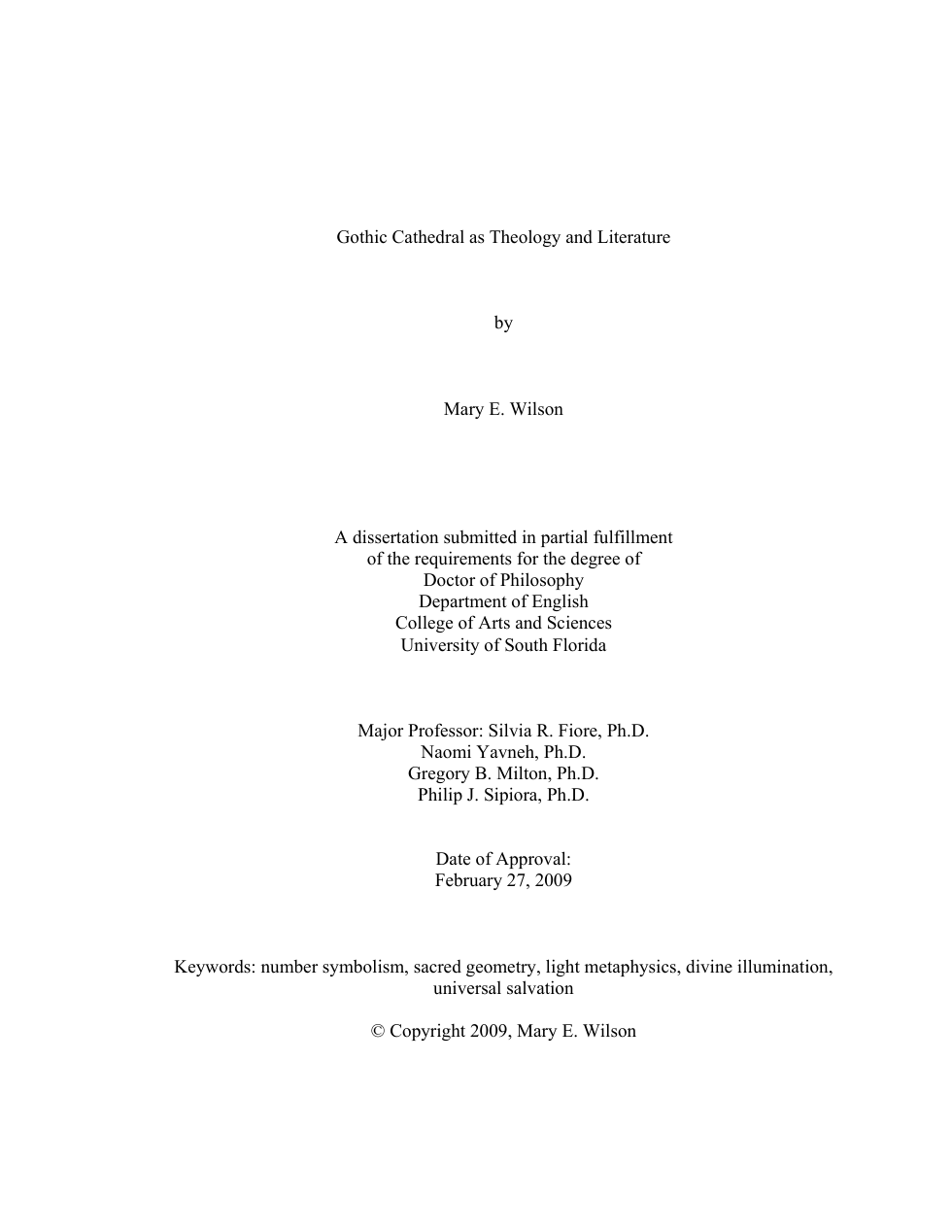 Mary E. Wilson - Gothic Cathedral As Theology and Literature cover