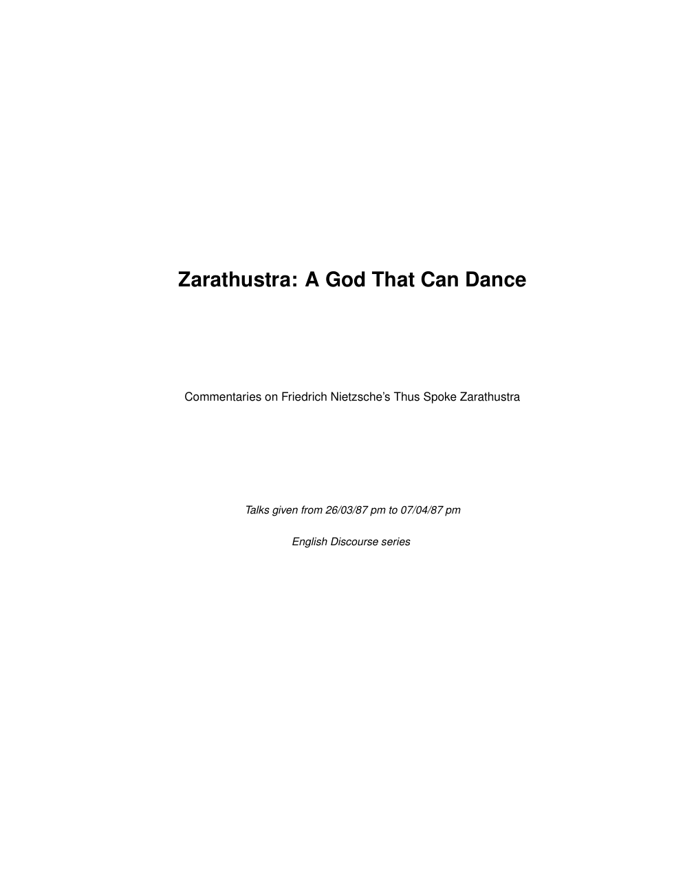 Zarathustra. A God That Can Dance cover