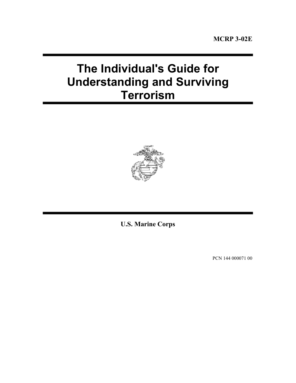 US Marine Corps - Understanding And Surviving Terrorism cover